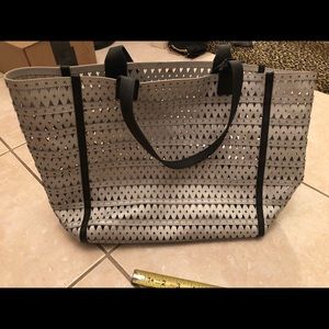 Large silver tote bag